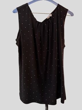 Calvin Klein Black Sleeveless Dot Print Blouse